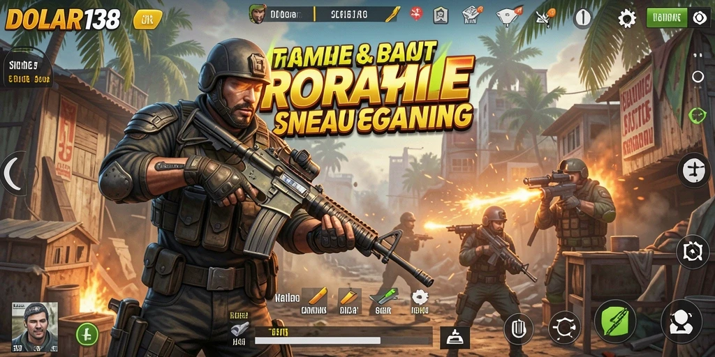 Tangkapan layar utama DOLAR138 menampilkan gameplay Battle Royale yang menegangkan.