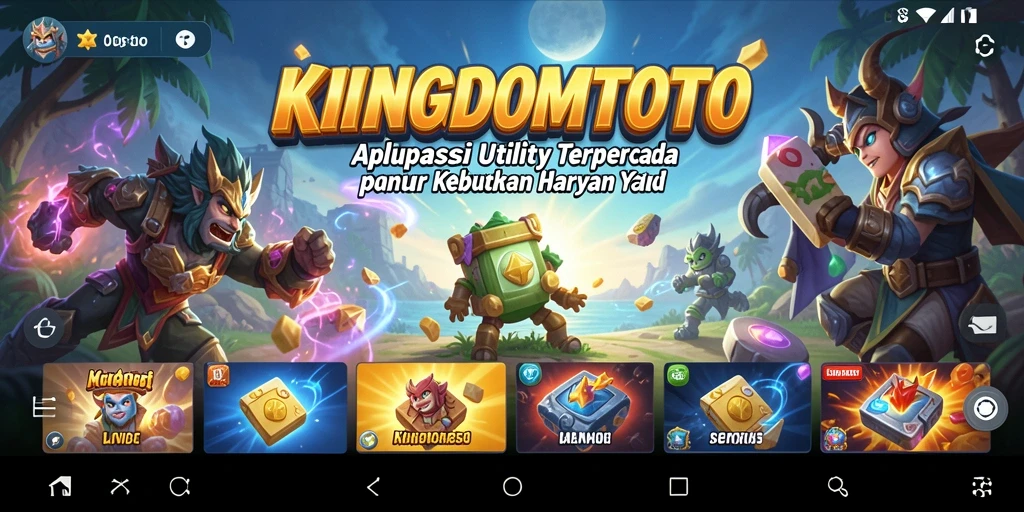Skrin utama KINGDOMTOTO dengan berbagai fitur Utility.