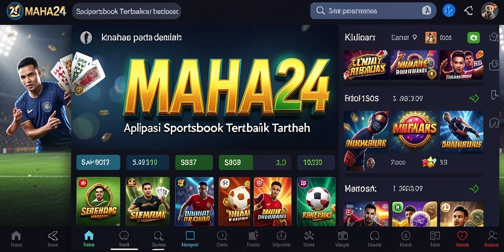 Tampilan utama MAHA24 menampilkan opsi taruhan olahraga yang beragam.