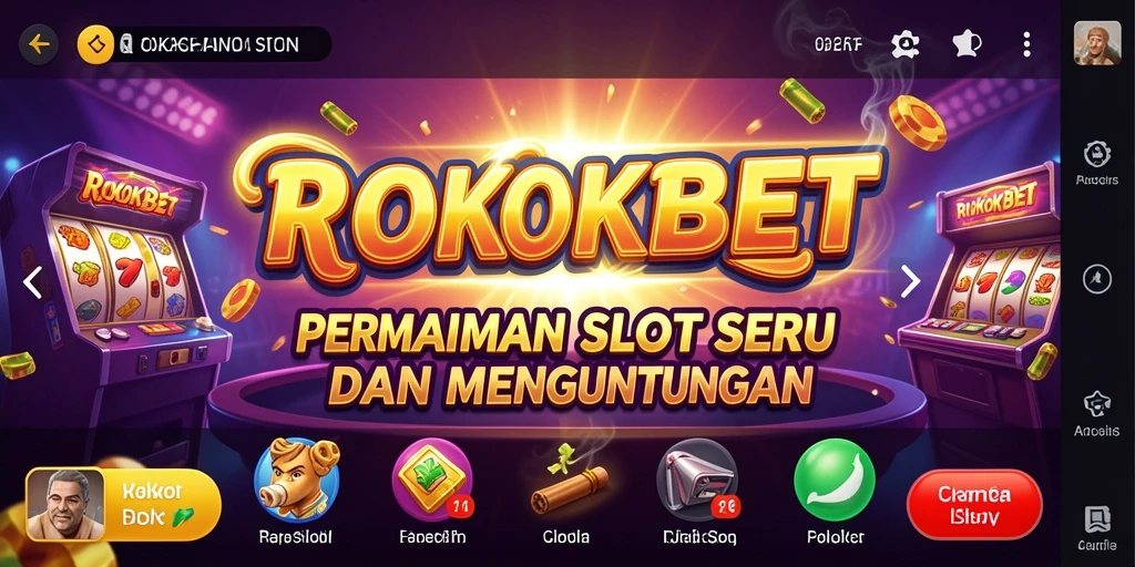 Tampilan screenshot permainan ROKOKBET yang menarik dengan gulungan penuh warna.