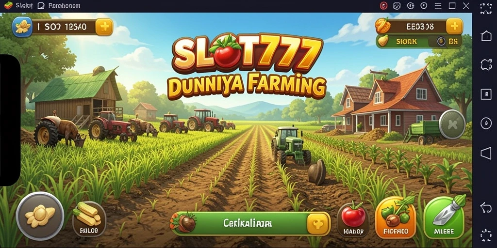 Tangkapan layar utama menunjukkan gameplay seru dalam <strong>SLOT777</strong> saat bertani.