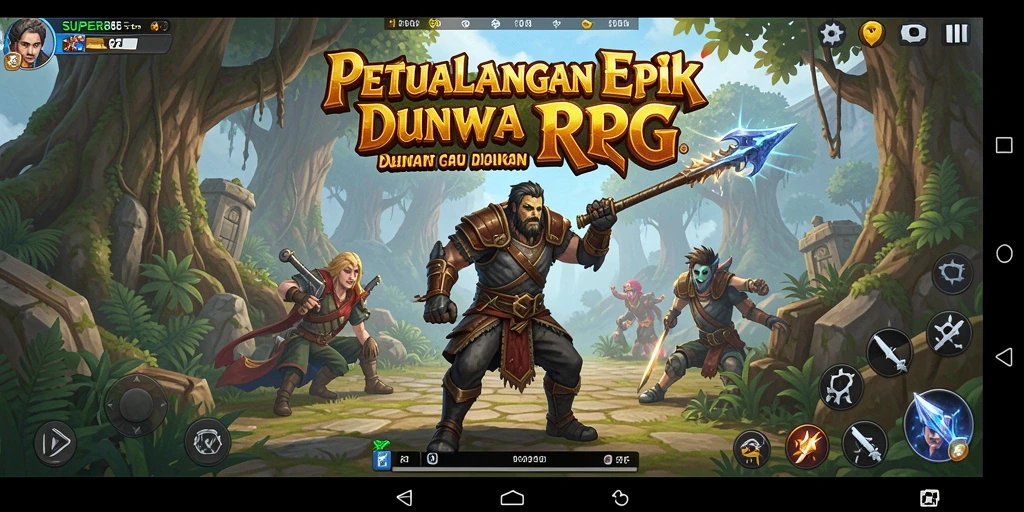 Screenshot SUPER805 menampilkan pertempuran seru dalam dunia RPG.