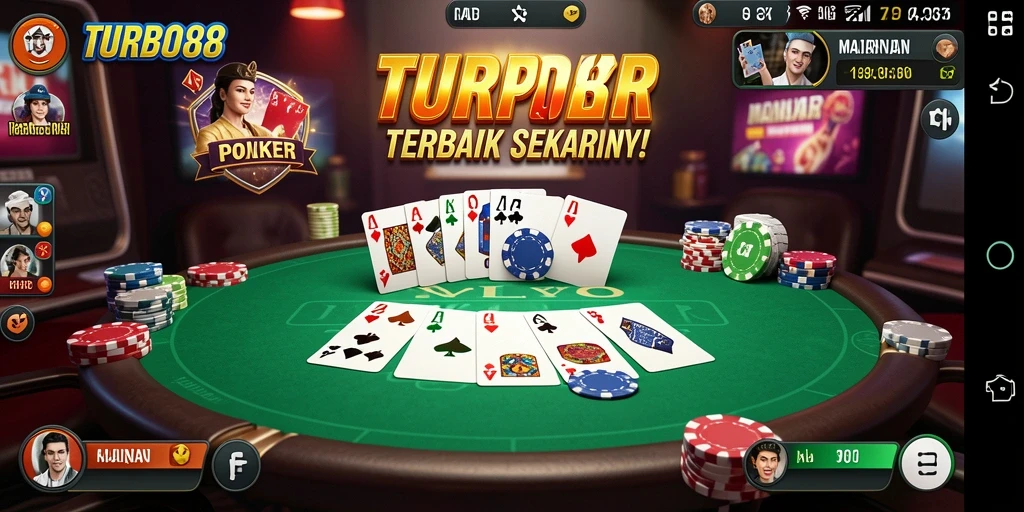 Tampilan gameplay seru dan menarik di TURBO88 poker.